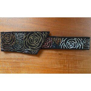 Elegant Beaded Rose Pattern Waist Belt With Snap Buttons Size: medium Fits 30”-